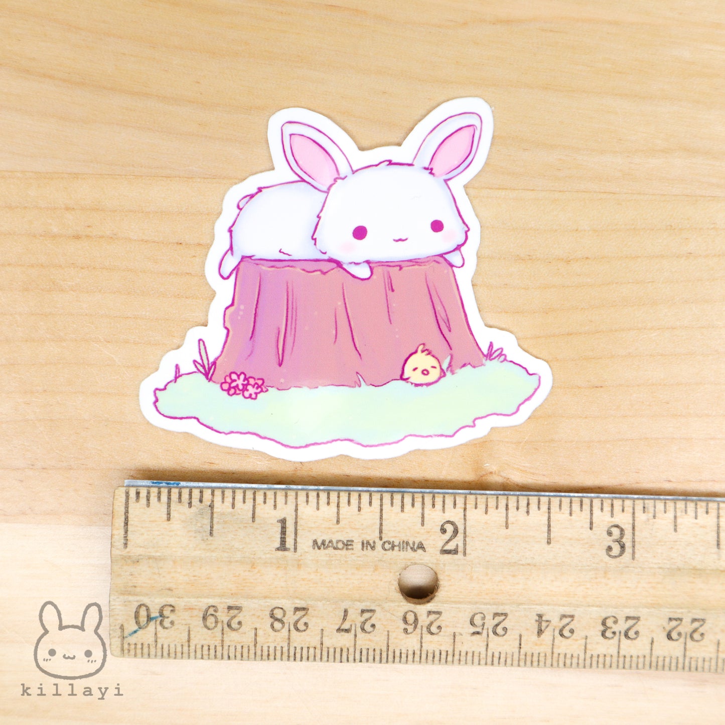 Sticker - Bunny on a Tree Stump